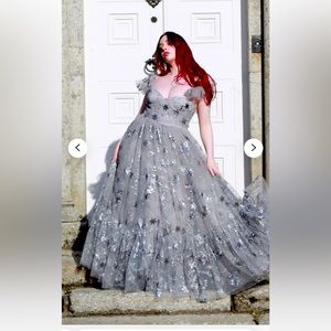 FancifulDollBoutique NWT sequin star celestial silver prom dress/gown